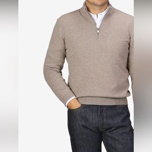 Gran Sasso Quarter zip Virgin Wool Pullover Sweater in Lila Heathered size S